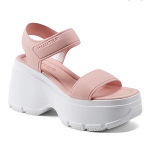 Hunter Pink Platform Sandal - Women's Chunky Strap Wedge